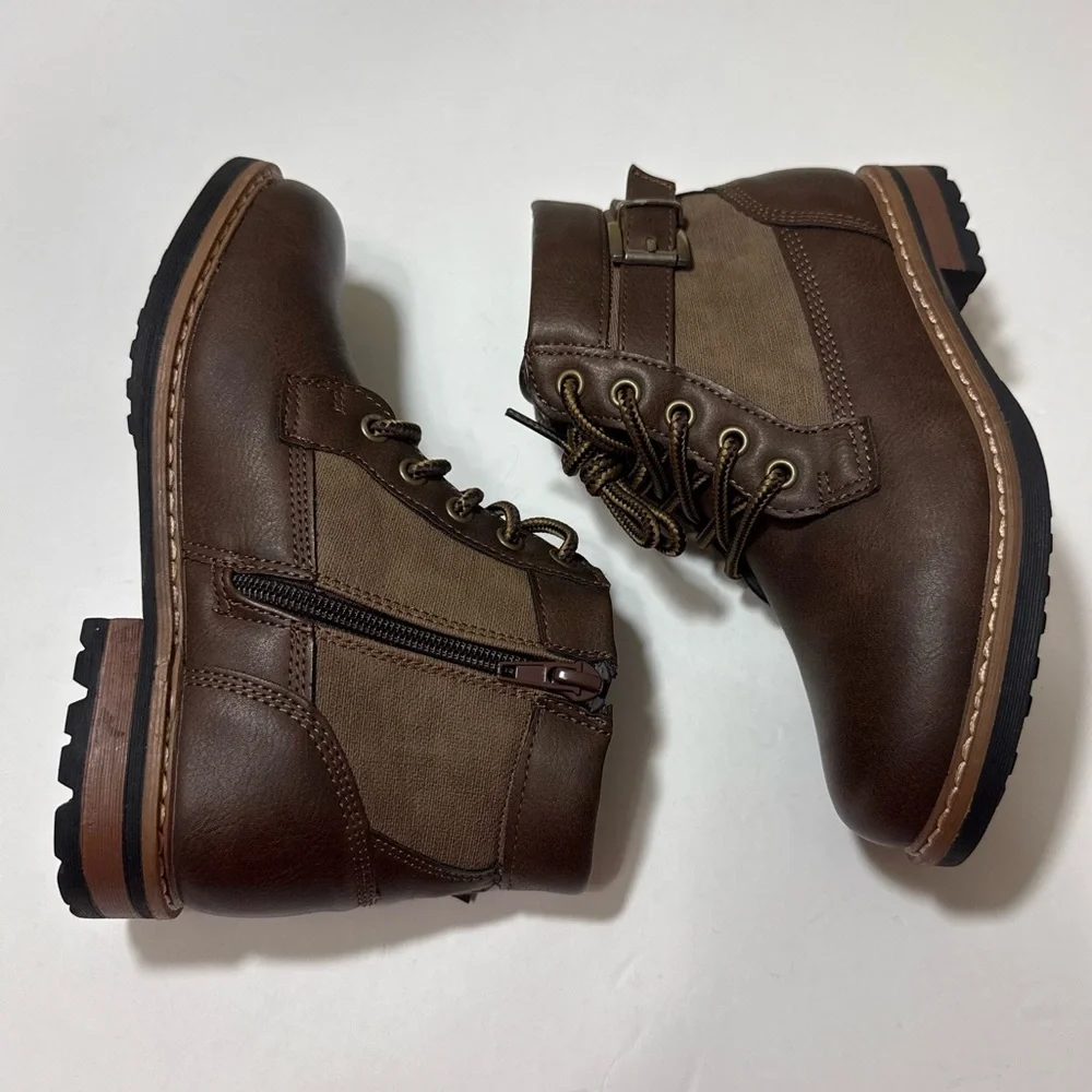 Steve Madden Youth Girls Chestnut Brown Combat Boots — Size 13